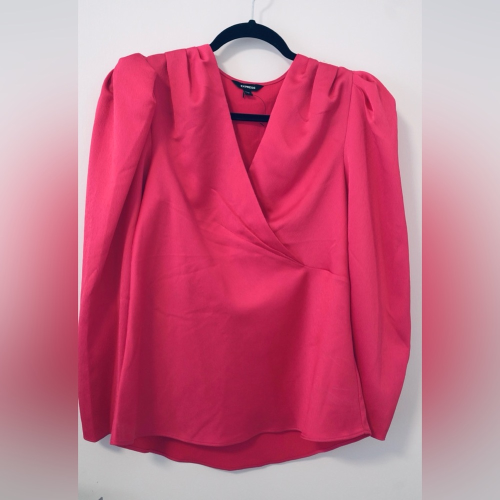 Express Fuchsia Wrap Blouse